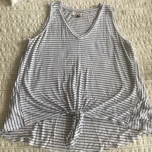 Universal thread black and white stripe tank - L